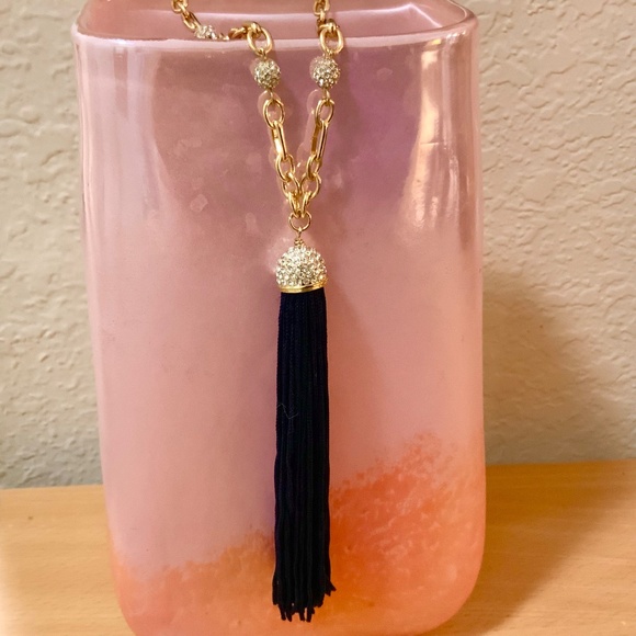 Lilly Pulitzer NECKLACE Midnight Tassel Crystal Pave BALL CHAIN NWT - Picture 4 of 16